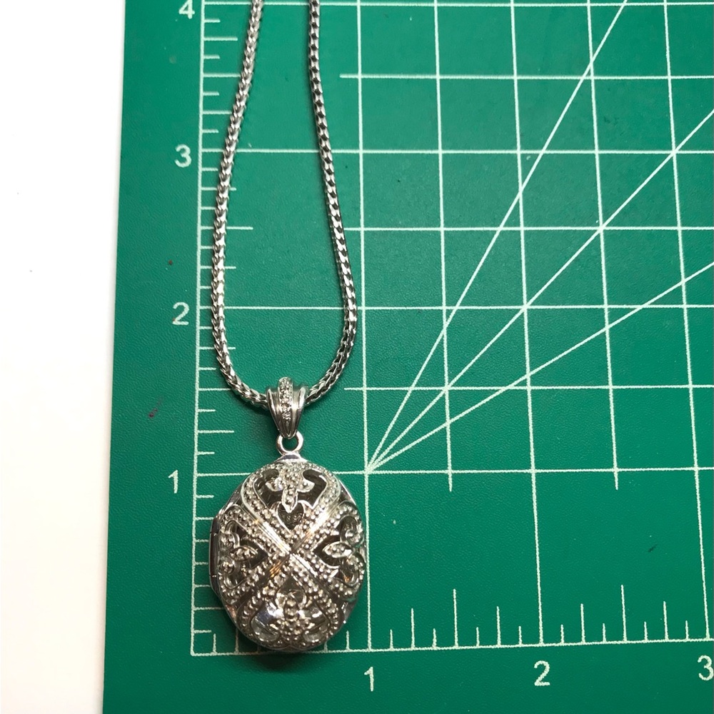 925 Sterling Silver Filigree locket Pendant Necklace size 20” - Picture 14 of 16